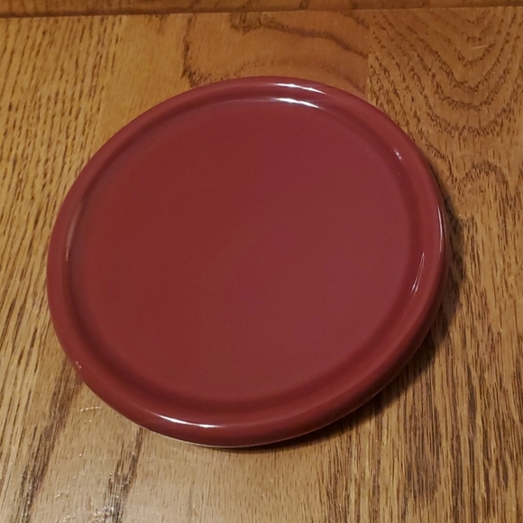 Longaberger Other - Longaberger Pottery Maroon Paprika Pint Crock Lid Coaster Candle Holder